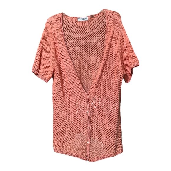 Classic Blues Wrangler Women Salmon Cottage Granny Core Cardigan Sweater Large - Picture 1 of 6